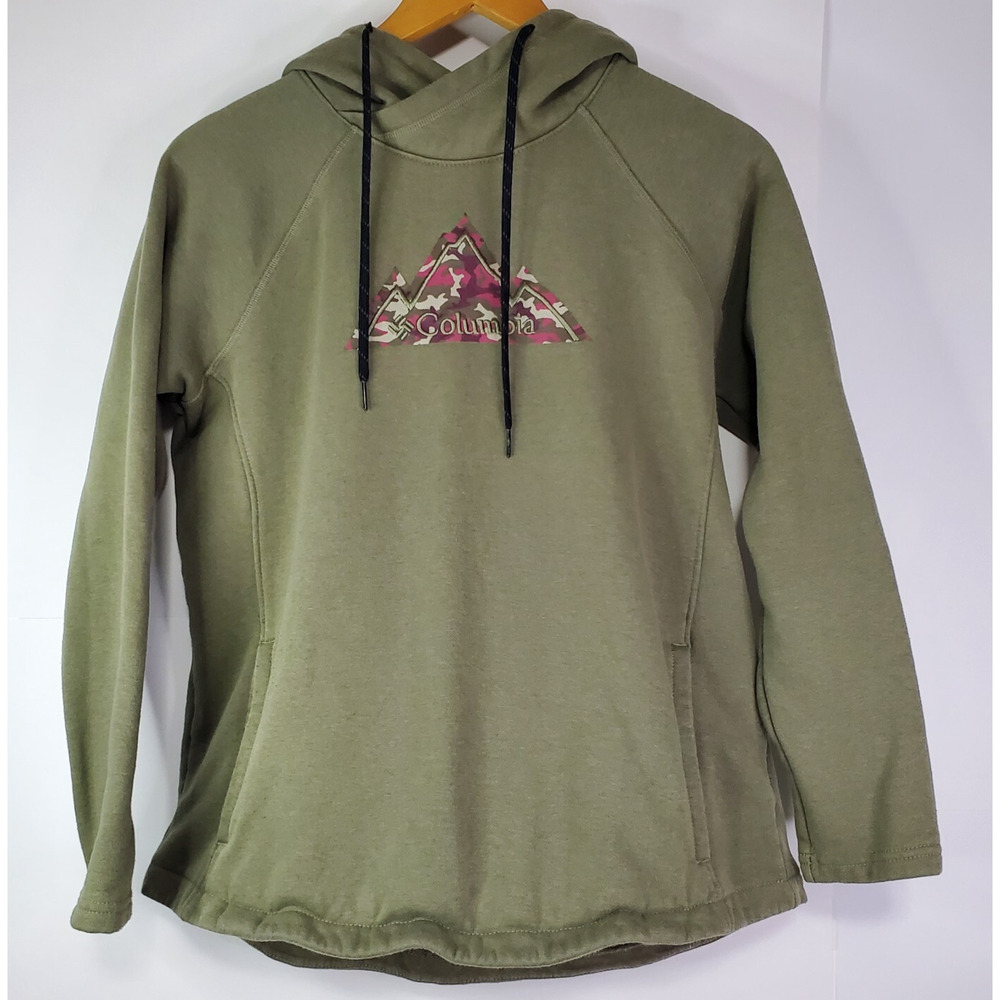 Columbia Women’s Size Size M Green Camo Mountain Sweatshirt Hoodie